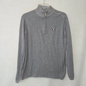 Vesi Sportswear Georgia Bulldogs Pullover Men Small Gray Quarter Zip Cotton Logo